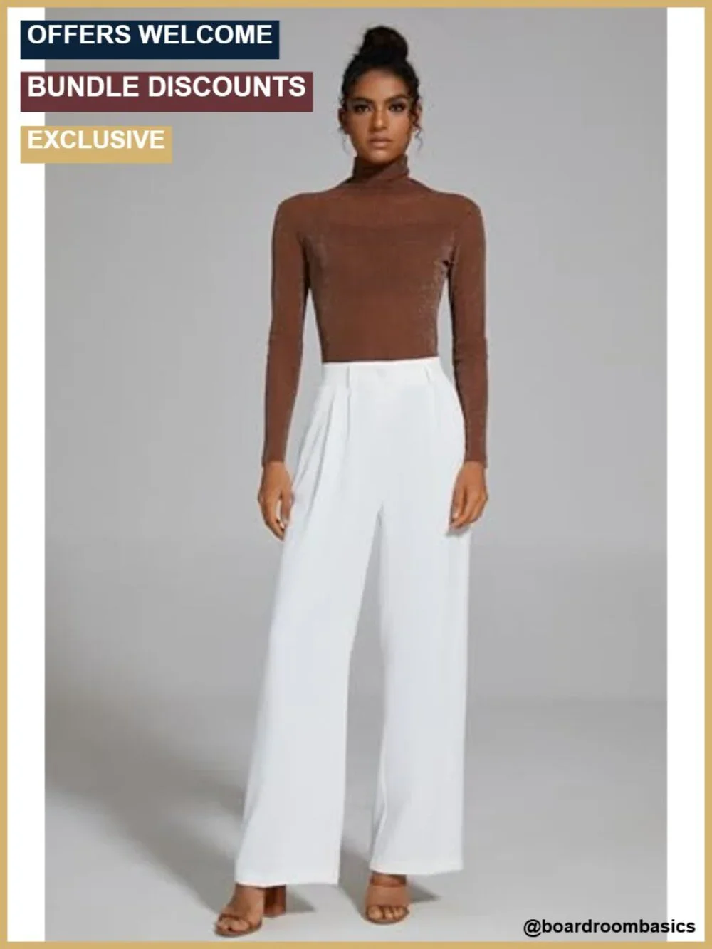 Wide Leg Dress Pants High Waisted Work Slacks 95% Polyester 5% Elastane